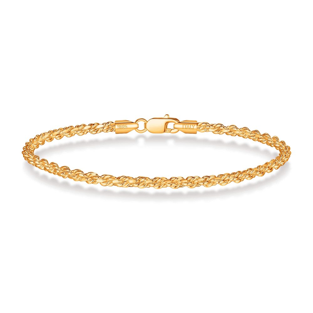 18K Gold-Plated Sterling Silver Rope Chain Bracelet